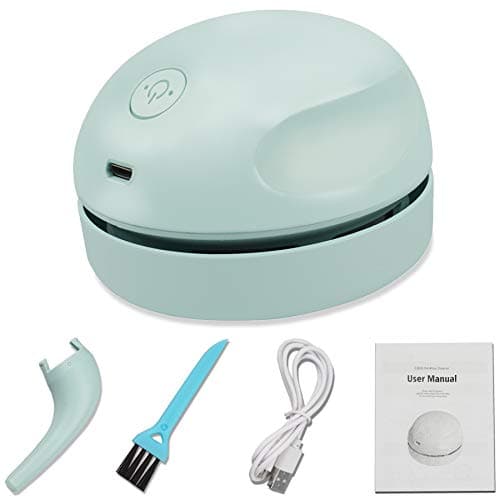 Desktop Vacuum Cleaner USB Charging with Vacuum Nozzle Cleaning Brush, Detachable Design & Portable Mini Table Dust Vaccum Cleaner, Clean Dust, Crumbs, Piano, Computer, Car Etc(Light Green) image