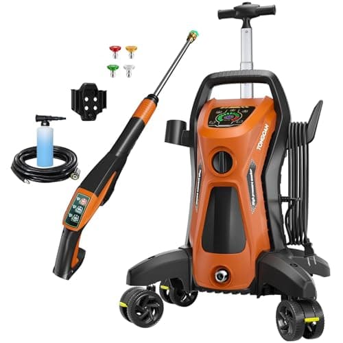 Electric Pressure Washer 5000PSI-Max 3.2GPM Power Washer Electric Powered with Upgrade Spray Handle Smart Control and 4 Anti-Tipping Wheels for Effortlessly Cleaning Orange image