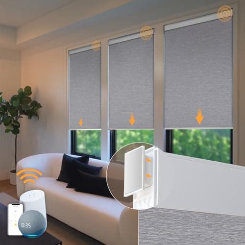 Motorized Automatic Blinds for Windows - Cordless Roller Shades with Remote Control - Smart Blinds (Grey, 35 x 72) image