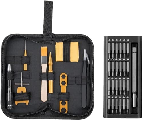 QUA'ANNYU [Upgraded Version Fishing Reel Maintenance Kit | Reel Cleaning Kit | Fishing Reel Care Kit | Fishing Rod Repair Kit | 24 in 1 Screwdriver (Basic Set + 24-in-1 Screwdriver) image