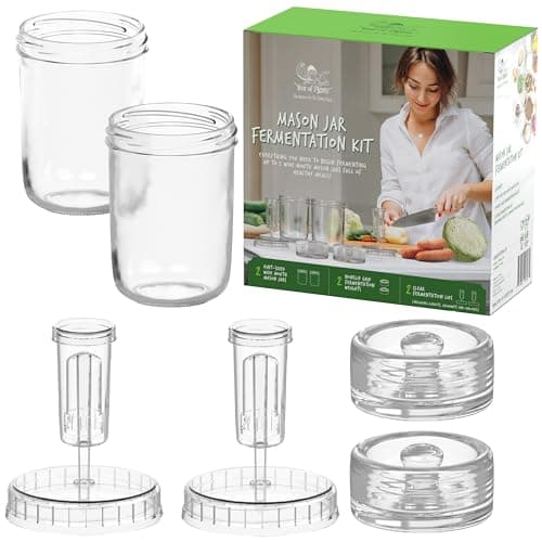 Year of Plenty Ferment Kit - 2 Fermenting Mason Jars, 2 Fermentation Weights & 2 Fermenting Lids image
