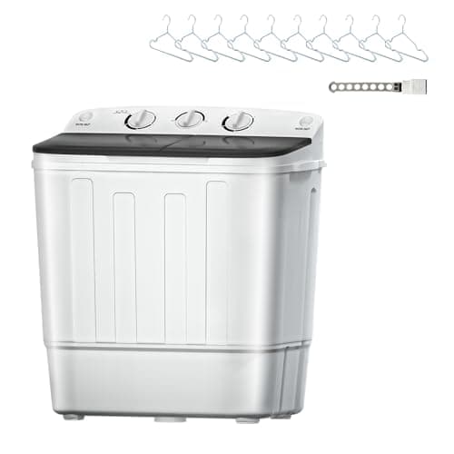 DOGHLY Double Tub Washing Machine, Portable Washer and Spin Dryer Combo, Compact Laundry Machine for Apartments, Camping & RVs, 18lbs Capacity, Easy to Use, Energy & Water Efficient image