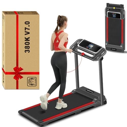 Treadmill for Home, 3.0 HP Foldable Portable Treadmill with Handle, Small Compact Treadmill 300 LBS Capacity with 12 Preset Programs LED Display Walking Running Treadmills for Office image