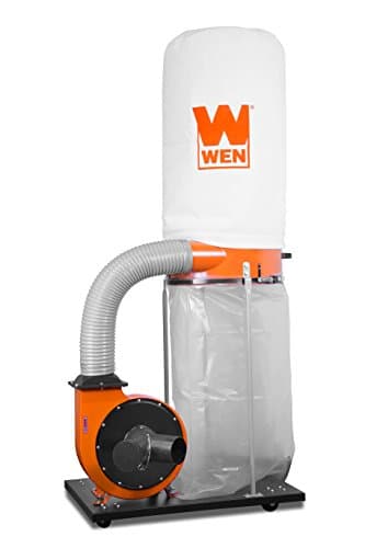 WEN DC1300 1,300 CFM 14-Amp 5-Micron Woodworking Dust Collector with 50-Gallon Collection Bag and Mobile Base , Black image