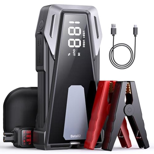 Car Battery Jump Starter 4000A Jump Box (8.5L Gas/8.0L Diesel), Jumper Starter Portable Car Jump Starter Battery Pack with Extended Smart Jumper Cables, Quick Charge, Large Display, Lights image