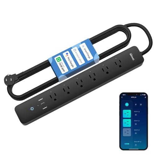 GHome Smart Power Strip, Smart Plugs 3 USB (2A1C 30W) and 6 Individually Controlled Outlets, WiFi Surge Protector Compatible with Alexa Google, 7.18 ft Mountable Flat Plug with Overload Protection image