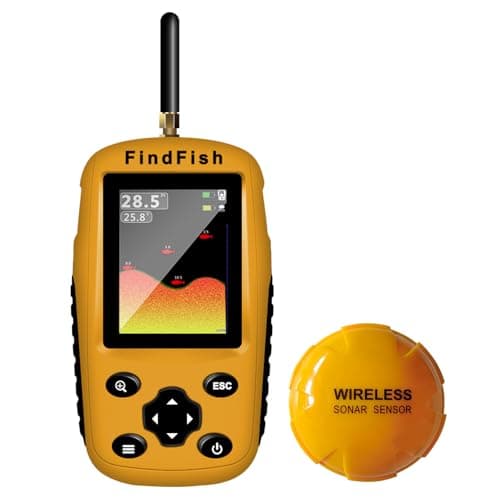ESANHAO Fish Finder Portable Wireless Depth Finder for Boats Kayaks with Color LED Display Black/White Model Wireless Operating 100m (Sonar & Radio 2 airwave) image