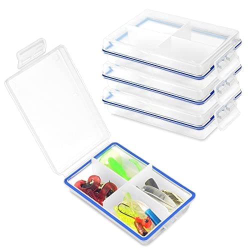 4 Pcs Mini Waterproof Tackle Organizer - Small Fly Fishing Box with Dividers image