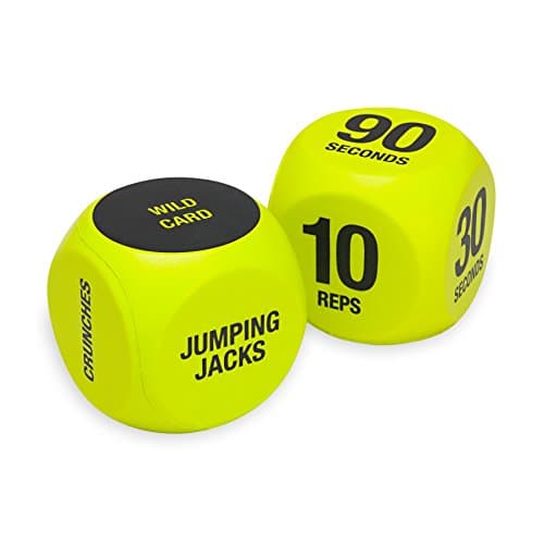 SPRI Exercise Dice (6-Sided) - Game for Group Fitness & Exercise Classes - Includes Push Ups, Squats, Lunges, Jumping Jacks, Crunches & Wildcard (Includes Carrying Bag) image