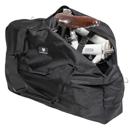 lamaki Bike Travel Bag, Folding Bike Bag 14-20 inch - Universal Fit Folding Bicycle Cover- Heavy Duty 1680D Nylon, Premium Metal Zippers, Roll up for Storage - Bike Travel Case image