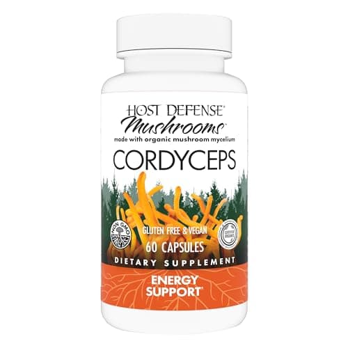 Host Defense Cordyceps Capsules - Immune & Energy Support Supplement - Kidney Health Supplement with Cordyceps - Fitness Support Supplement to Aid Oxygen Uptake - 60 Capsules (30 Servings)* image