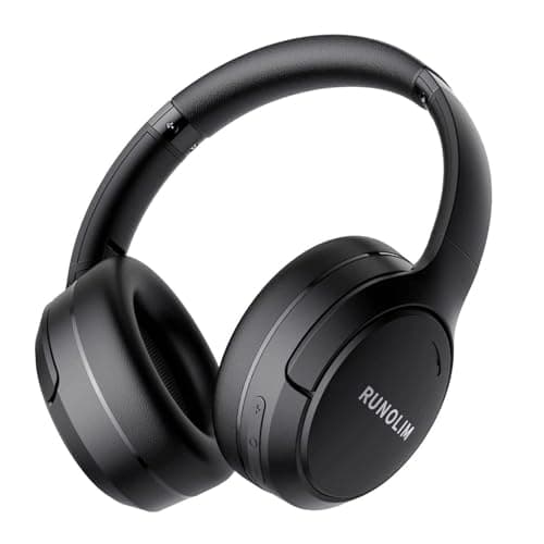 RUNOLIM Hybrid Active Noise Cancelling Headphones, Wireless Over Ear Bluetooth Headphones with Microphone, 70H Playtime, Foldable Headphones with HiFi Audio, Deep Bass for Home Travel Office image