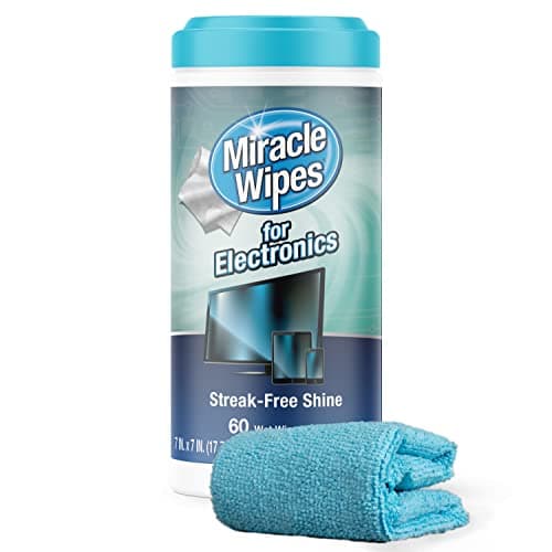 MiracleWipes for Electronics Cleaning - Screen Wipes Designed for TV, Phones, Monitors and More - Includes Microfiber Towel - (60 Count) image