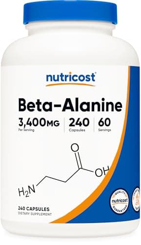 Nutricost Beta-Alanine Capsules 3400mg, 240 Capsules (60 Serv) - Potent Beta Alanine, Gluten Free & Non-GMO, 850mg Per Cap image