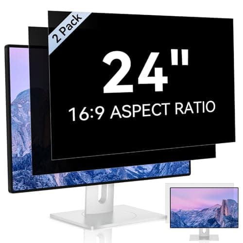 [2 Pack] 24 Inch Computer Privacy Screen for 16:9 Aspect Ratio Widescreen Monitor, Eye Protection Anti Glare Blue Light Computer Monitor Privacy Filter, Removable Anti-Scratch 24in Protector Film image