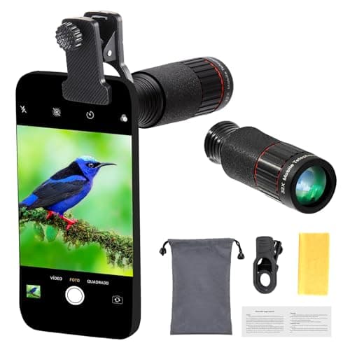 32X Long Focus Telephoto Phone Lens for iPhone and Android, Zoom Cellphone Camera Lens with Phone Clip for Picture Video Taking image