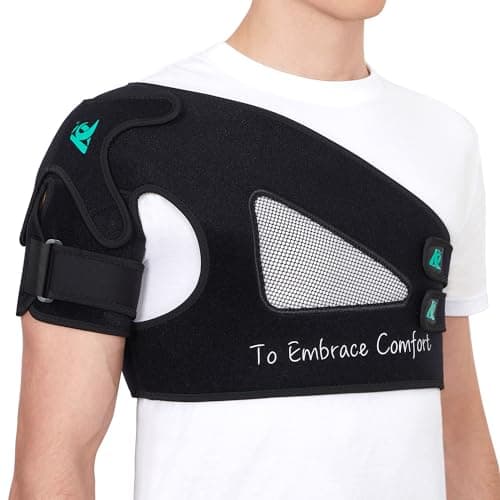 KD Shoulder Support Brace: Shoulder Stability Brace for Torn Rotator Cuff, AC Joint Pain Relief, Dislocation, Tendonitis, Arthritis - Shoulder Braces for Men/Women with X-Strap Support System image