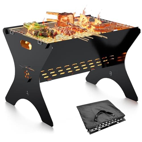 Bearfire Camping Campfire Grill, Portable Folding Charcoal Grills, Backpacking BBQ Grill with Carry Bag, Outdoor Fire pit for Camping, Picnic, Bonfire, Patio, Backyard-16 Inch image
