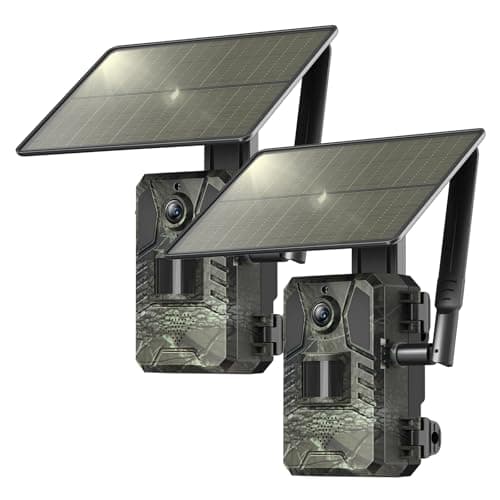 Loatos Cellular Trail Cameras 2 Packs, Built-in SIM Card 4G LTE Trail Camera with 2K Live View 0.2s Speed Motion Activated Game Camera with Night Vision IP66 Waterproof Solar Trail Camera image