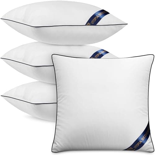Utopia Bedding Throw Pillow Inserts (Pack of 4, White), 18 x 18 Inches Decorative Indoor Pillows for Sofa, Bed, Couch, Cushion Sham Stuffer image