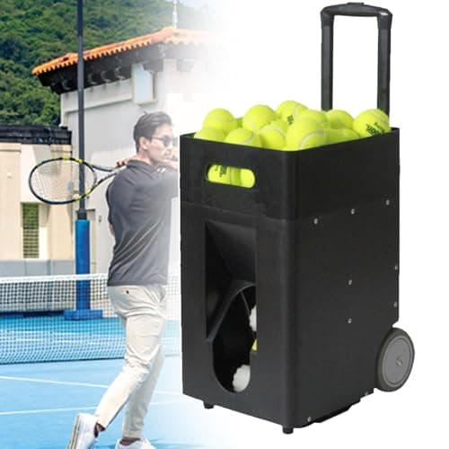 uweione Portable Tennis Ball Machine, Three-Position Adjustable Pull Rod, Dual-Mode Control, Remote Control and Mobile Phone Control, No Worries for Single Person Training image