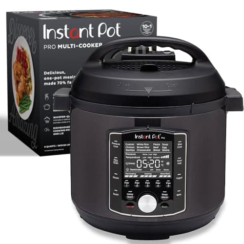 Instant Pot Pro 10-in-1 Pressure Cooker, Slow Cooker, Rice/Grain Cooker, Steamer, Sauté, Sous Vide, Yogurt Maker, Sterilizer, and Warmer, Includes App With Over 800 Recipes, Black, 6 Quart image
