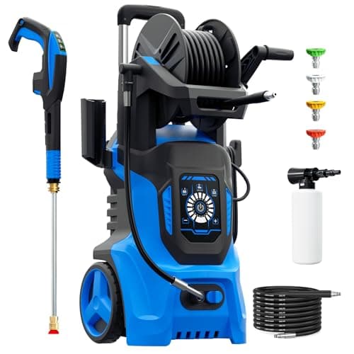 2025 Electric Pressure Washer 4500 PSI Max 3.2 GPM with RC Adjustable Pressure,4 Nozzles and 500ml Foam Cannon,Portable Power Washer for Cars,Patios, and Floor Cleaning. image
