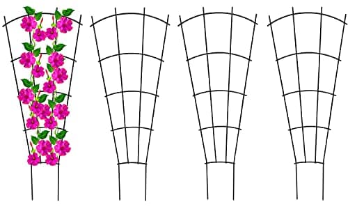 Mklsit 4 Pack 23'' Plant Trellis for Potted Climbing Plants Indoor, Outdoor Metal Garden Trellis for Climbing Plants Houseplants Flowers Vine Ivy, Fan Shape, Black image