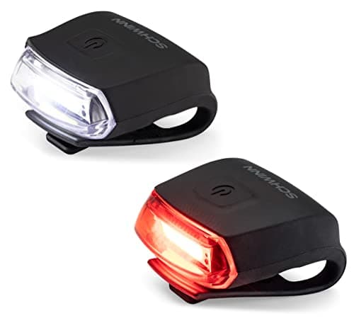 Schwinn LED Quick Wrap Bike Lights Set, Battery Powered Front Headlight and Rear/Back Tail Lights, Tool-Free Stretch-and-Hook Strap, 40 Lumen COB Wrap Light Set, Black image