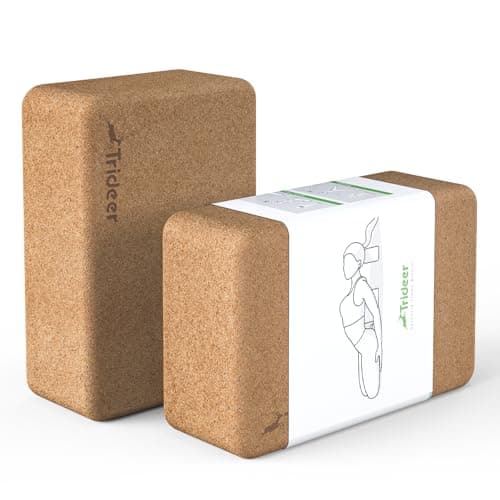 Trideer Cork Yoga Blocks, 2 Pack Natural Cork Blocks, High Density with Non Slip Surface, Eco-Friendly Accessories and Ideal for Yoga, Pilates, Stretching image