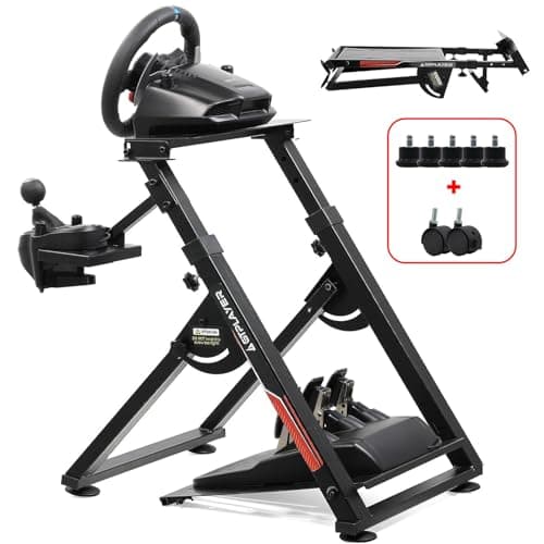 GTPLAYER Sim Racing Wheel Stand Simulator Cockpit Wheel Stand Racing Steering Shifter Mount fit for Logitech G25 G27 G29 G920 G923 Thrustmaster T330TS Gaming Stand Wheel Pedals NOT Included (Black) image