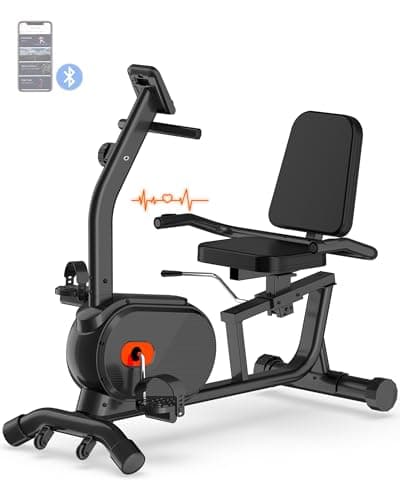 ECHANFIT Recumbent Exercise Bikes for Home - Recumbent Exercise Bike 350 LB Weight Capacity, Exercise Bike with Bluetooth Connectivity, 16 Levels Resistance, Quick Adjust Seat image