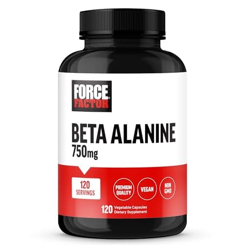 FORCE FACTOR Beta Alanine Capsules, Beta-Alanine Endurance Supplement to Boost Performance & Reduce Fatigue, Clinical Dose, Premium Quality, Vegan, Non-GMO, 120 Capsules image
