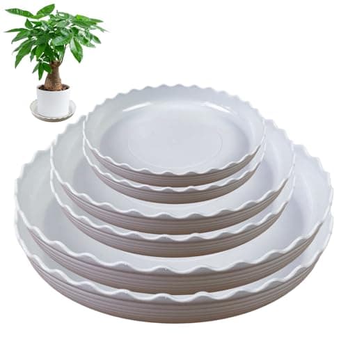 YUANAIYI 6 Packs Wave Plant Saucer - Plastic Flower Pot Drip Trays/Durable Heavy Duty White Plant Tray for Indoor and Out Door Plant(6/8/10 inch) image