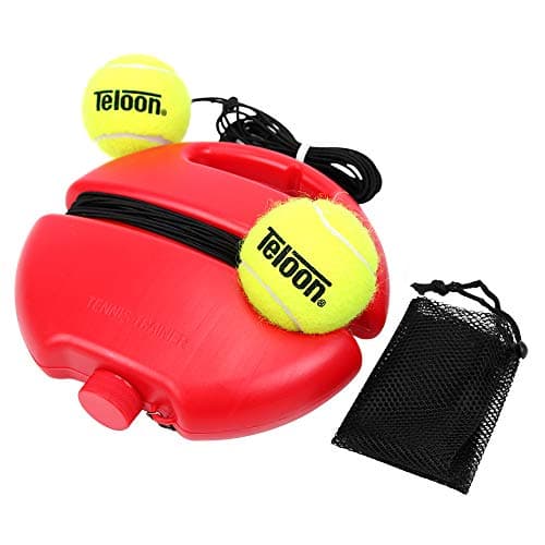Teloon Solo Tennis Trainer Rebound Ball with String for Self Tennis Practice Training Tool for Adults or Kids Beginners with 2 String Balls Elastic and a Portable Mesh Bag image