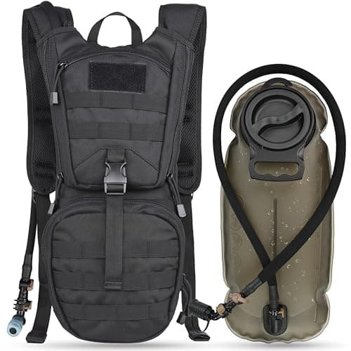 MARCHWAY Tactical Molle Hydration Pack Backpack with 3L TPU Water Bladder, Military Daypack for Cycling, Hiking, Running, Climbing, Hunting, Biking (Black) image