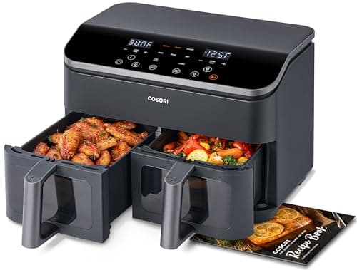 COSORI 9Qt 10-in-1 Dual Air Fryer, Fresh Balanced Meals for Family and Children with Double Baskets, Sync Cook & Finish to Bake, Roast, Reheat, Broil & 130 Recipes for Easy Cooking, Dishwasher Safe image