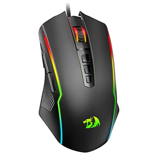 Redragon Gaming Mouse, Wired Gaming Mouse with RGB Backlit, 8000 DPI Adjustable, Mouse with 9 Programmable Macro Buttons & Fire Button, Software Supports DIY Keybinds, M910-K image