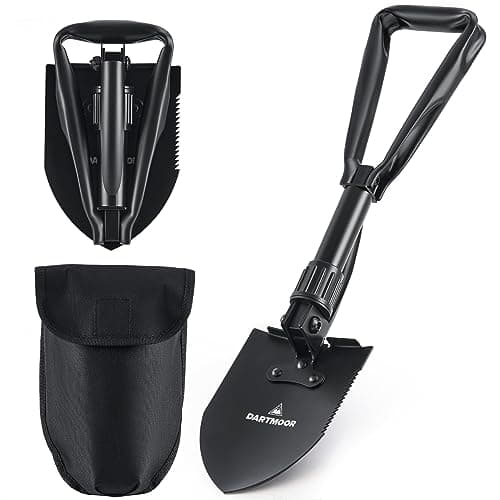 DARTMOOR Mini Folding Shovel High Carbon Steel, Portable Lightweight Outdoor Tactical Survival Foldable Mini Shovel, Entrenching Tool, Camping, Hiking, Digging, Backpacking, Car Emergency image