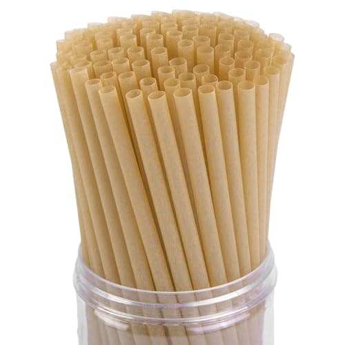 HANSGO Sugarcane Straws, 200PCS Drink Straws Disposable for Hot Cold Drinks, Coffee, Cocktail, Juice Home Favor, The Beach Party, Natural Brown image