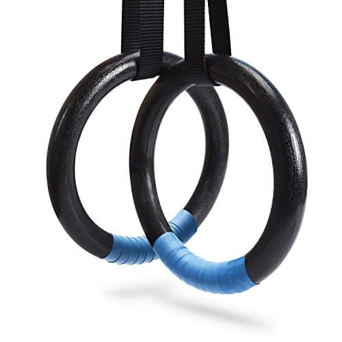 PACEARTH Gymnastic Rings Black/Grey/Orange/Green/Red 1100lbs Capacity with 14.76ft Adjustable Buckle Straps Pull Up Exercise Rings Non-Slip Rings for Home Gym Full Body Workout (Black) image