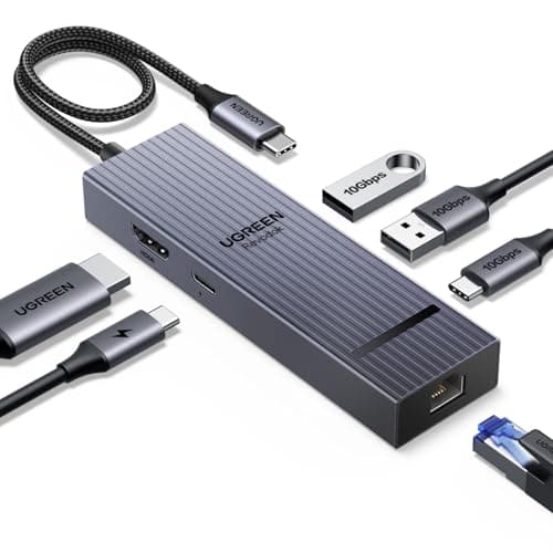 UGREEN Revodok Pro 6 in 1 USB C Hub Gigabit Ethernet Adapter with 4K 60Hz HDMI, 100W PD Charging, 10Gbps USB A&C 3.2 Data Ports Compatible with Mac M1, M2, M3, iPad, iPhone 16 Pro/Pro Max, Steam Deck image