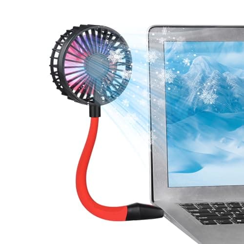 Glovion USB Fan Mini Desk Fan USB Powered Personal Fan 3 Speeds Strong Airflow Portable Fan with Night Light, ON/OFF Button, Flexible Laptop Cooling Fan for Office Home Bedroom Desktop Travel image