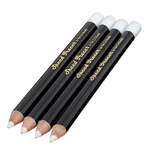 White Speed Tracer Barber Pencil 4 Pack + Sharpener, Outline Beard Before Trimming for Shaping Tools image