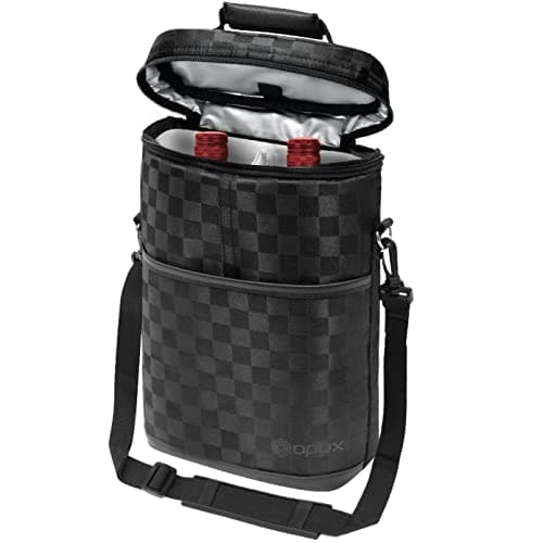 OPUX 2 Bottle Insulated Leakproof Wine Cooler Bag Tote for Picnic, Beach, Liter Bottle Carrying Case - Gift Idea for Wine Lovers image