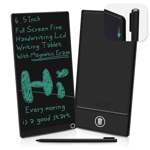 Mini LCD Writing Tablet for Adults: 6.5 inch Full Screen Erasable Reusable Electronic Drawing Pads Digital Notepad with Hall Switch image