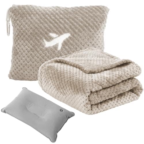 Nenolix Travel Blanket Airplane Compact with Bag, Travel Essentials 3 in 1 Packable Airplane Blanket image