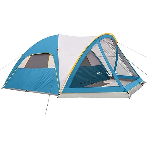 UNP Camping Tent with Screen Room, Portable 6 Person Camping Tent with Screen Porch, Family Dome Tent for Camping Outdoor - 14'x11'x72''(H) (Ocean Blue) image