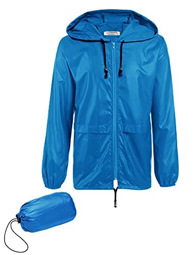 COOFANDY Men's Lightweight Waterproof Hooded Rain Jacket Outdoor Raincoat Windbreaker image