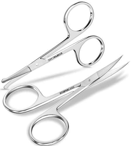 Utopia Care Eyebrow Scissors, Professional Stainless Steel Small Shears for Men and Women, Nose Hair Scissors for Grooming Mustache, Beard, Eyelashes, Ear Hair Trimming, Silver image